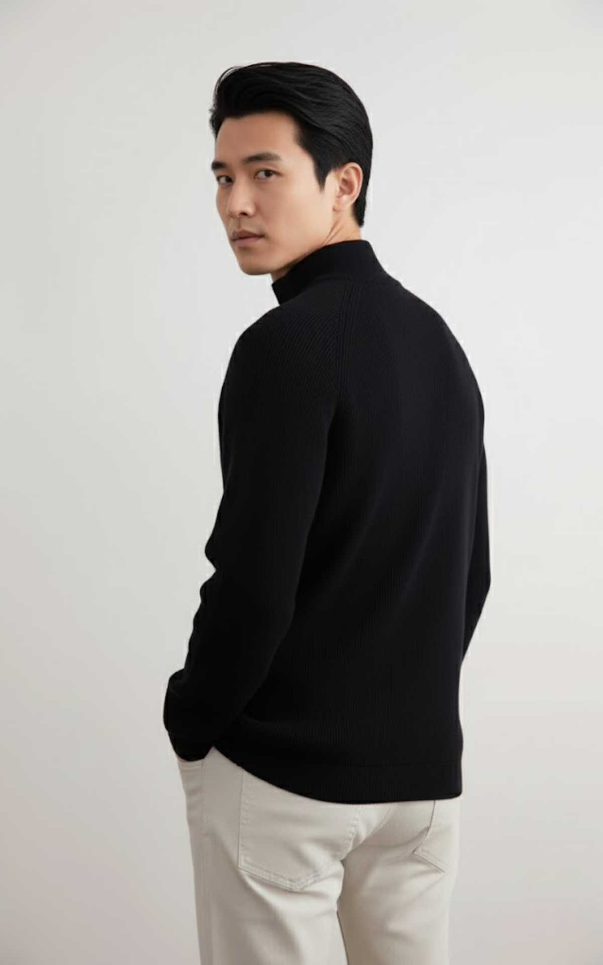 Men’s Quarter-Zip Mock Neck Sweater – Premium Cotton Blend Pullover