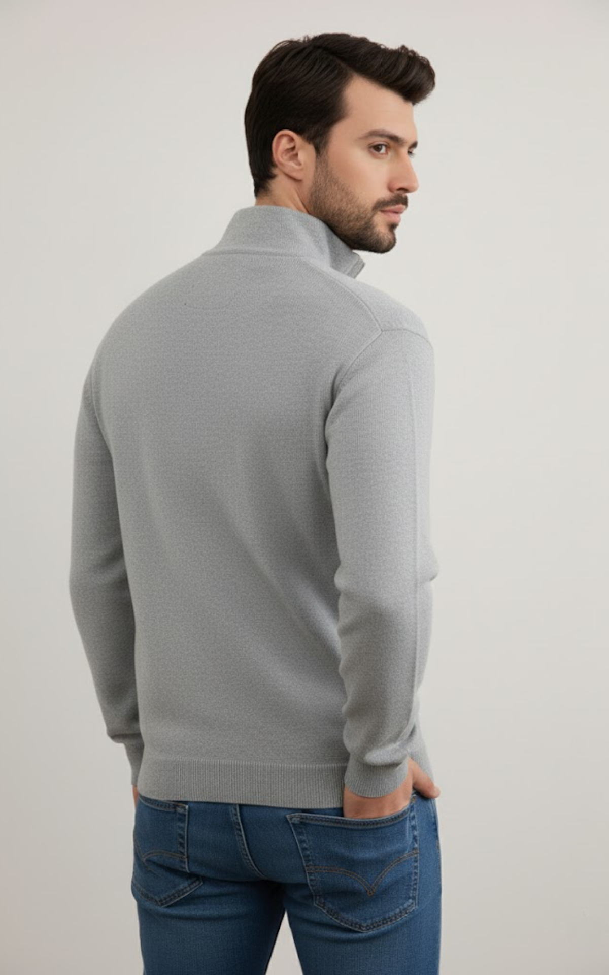 Men’s Half-Zip Knit Sweater – Classic Ribbed Collar Pullover
