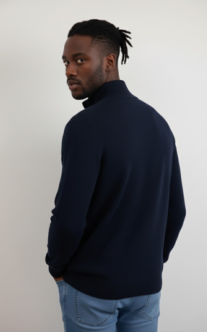 Men’s Half-Zip Knit Sweater – Classic Ribbed Collar Pullover