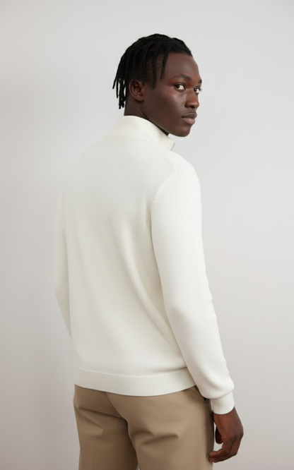 Men’s Half-Zip Knit Sweater – Classic Ribbed Collar Pullover